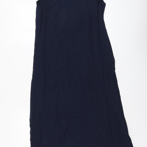 Marks and Spencer Womens Blue Viscose A-Line Size 10 V-Neck Tie