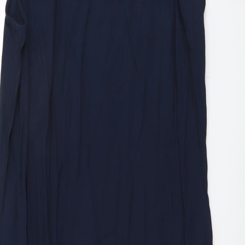 Marks and Spencer Womens Blue Viscose A-Line Size 10 V-Neck Tie