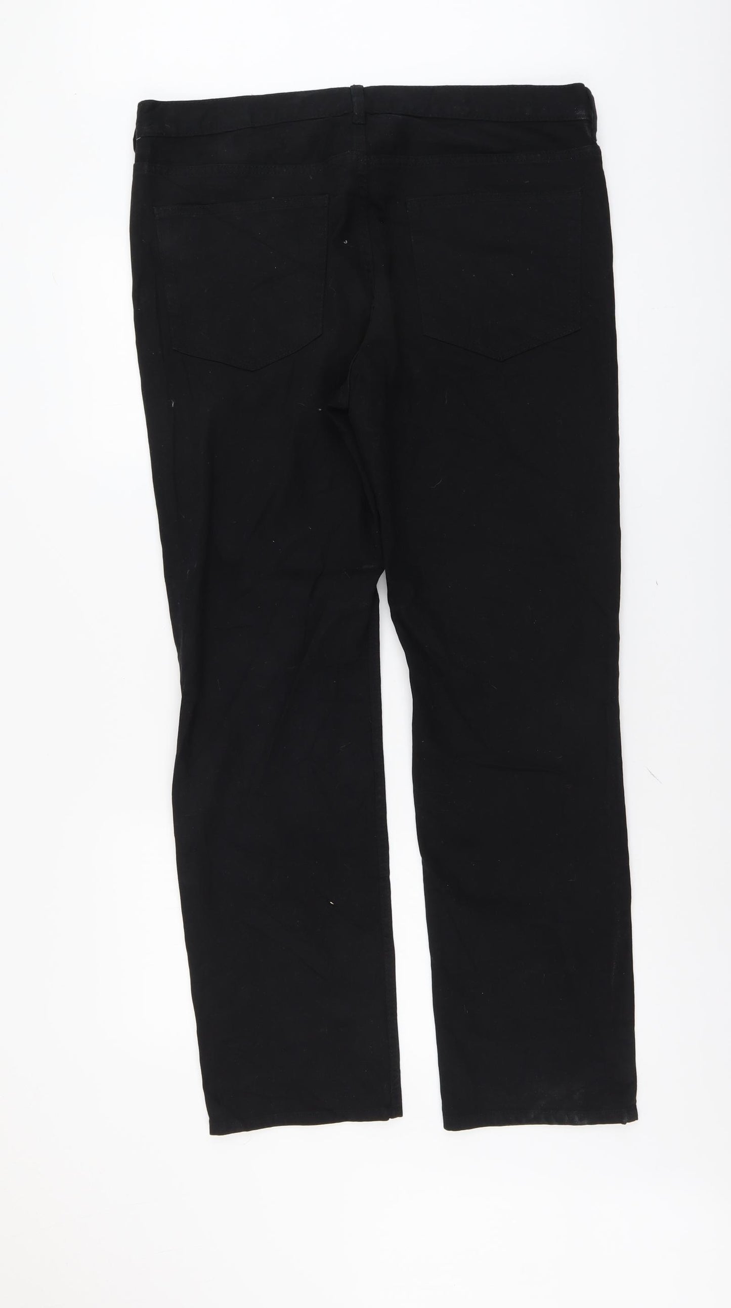 H&M Mens Black Cotton Straight Jeans Size S L30 in Regular Button
