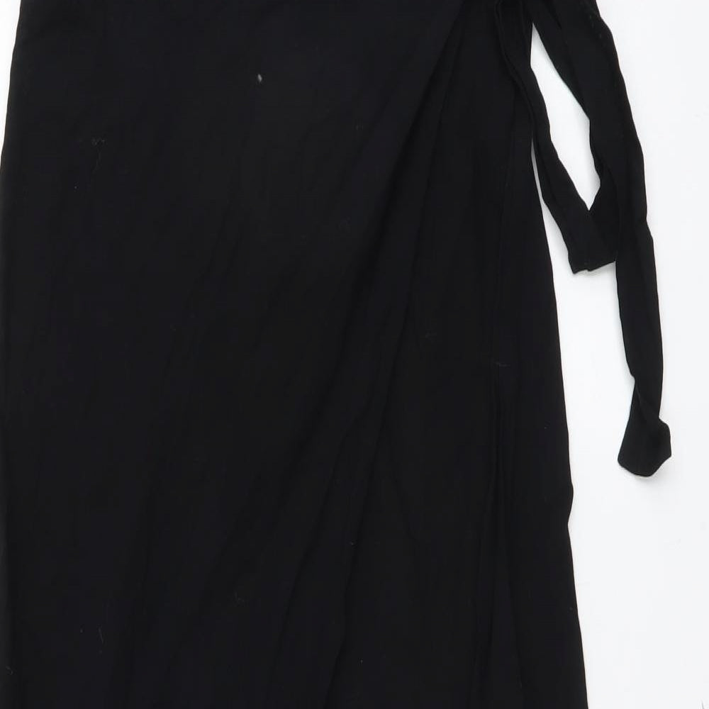 NEXT Womens Black Cotton Wrap Skirt Size M Tie