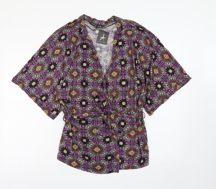 Atmosphere Womens Multicoloured Geometric Viscose Basic Blouse Size M V-Neck