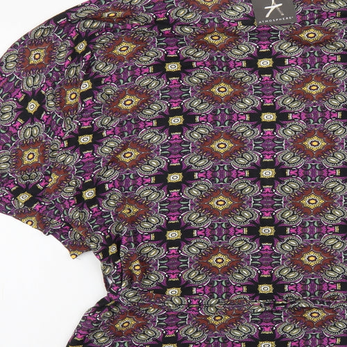 Atmosphere Womens Multicoloured Geometric Viscose Basic Blouse Size M V-Neck