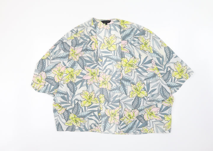 New Look Womens Multicoloured Geometric Polyester Kimono Blouse Size 10 V-Neck