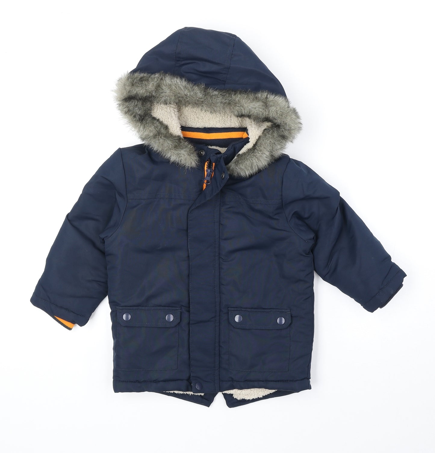 Primark Boys Blue Basic Coat Coat Size 18-24 Months Zip
