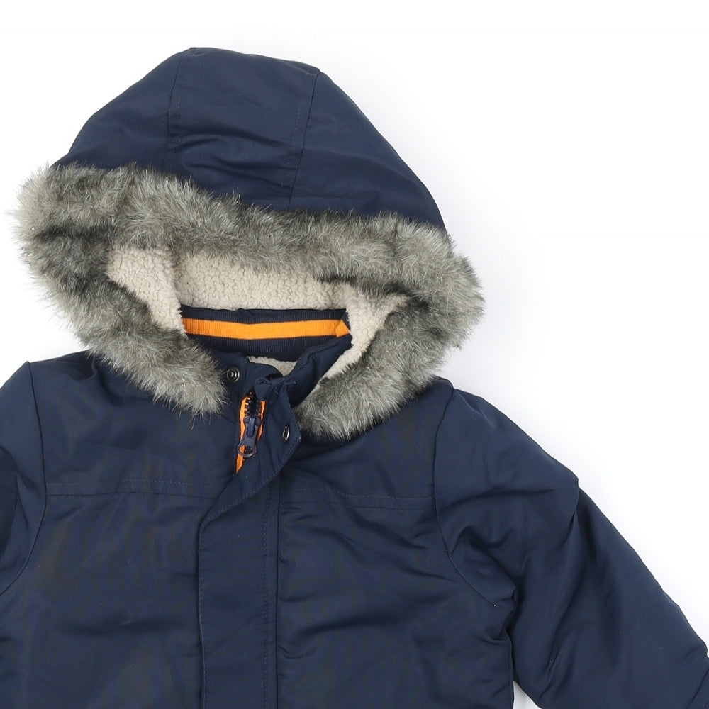 Primark Boys Blue Basic Coat Coat Size 18-24 Months Zip