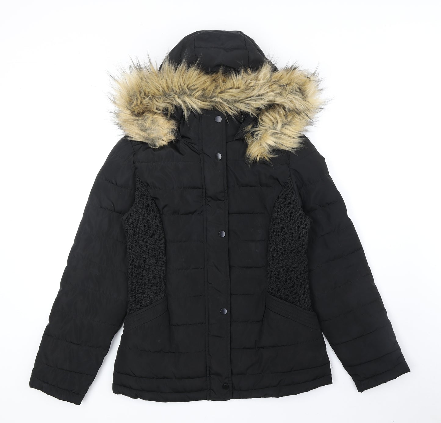 TU Womens Black Puffer Jacket Jacket Size 10 Zip