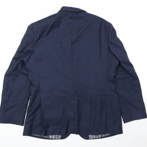 Preworn Mens Blue Wool Jacket Blazer Size 44 Regular