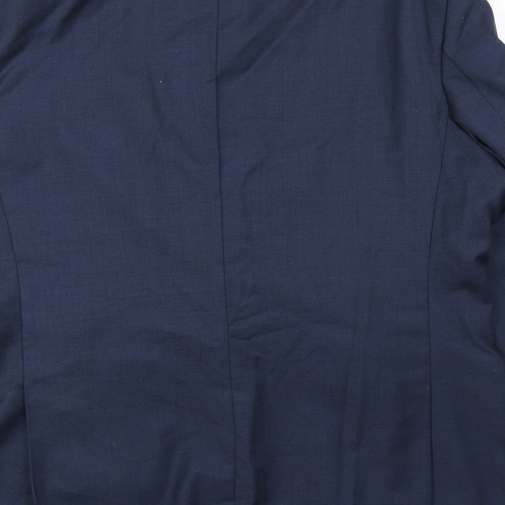 Preworn Mens Blue Wool Jacket Blazer Size 44 Regular