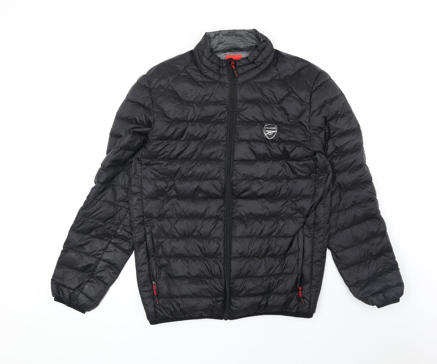 Arsenal Mens Black Quilted Jacket Size S Zip
