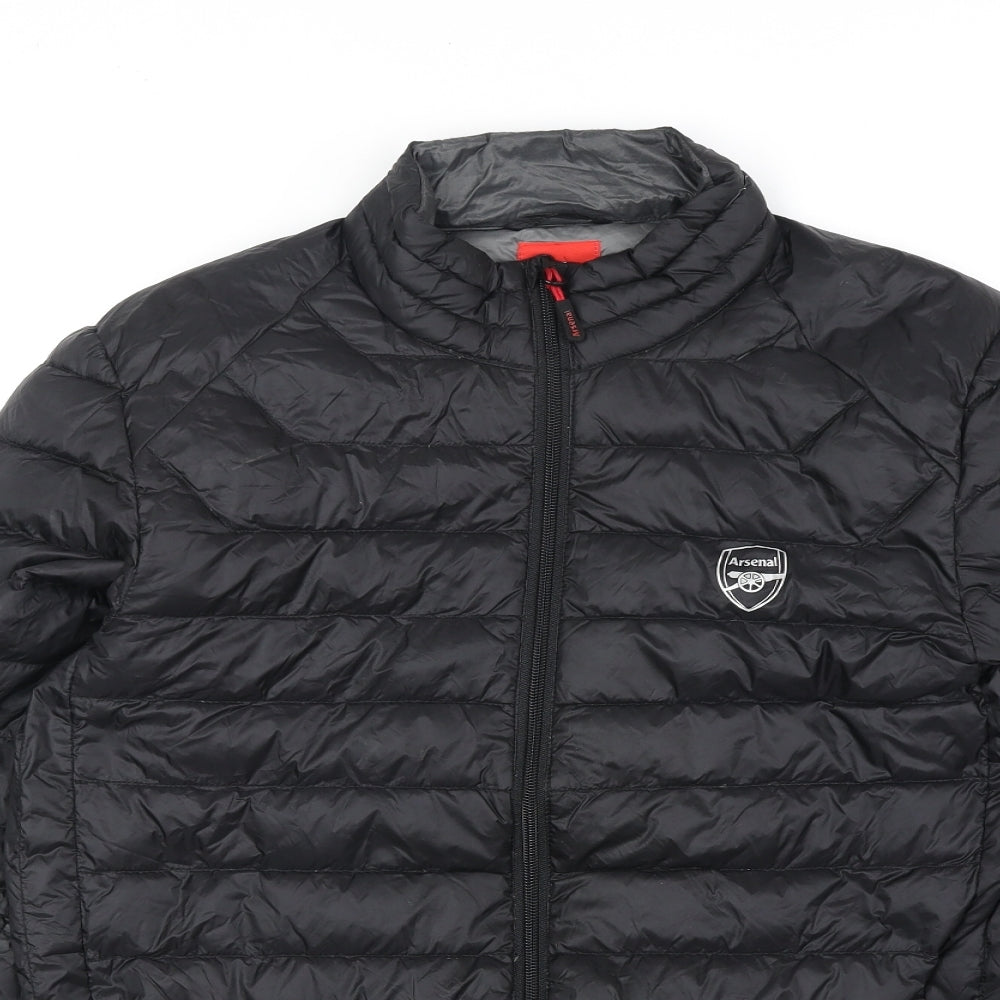 Arsenal Mens Black Quilted Jacket Size S Zip