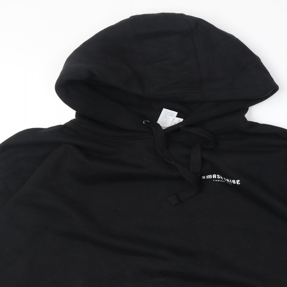 Smash Tribe Mens Black Cotton Pullover Hoodie Size XL