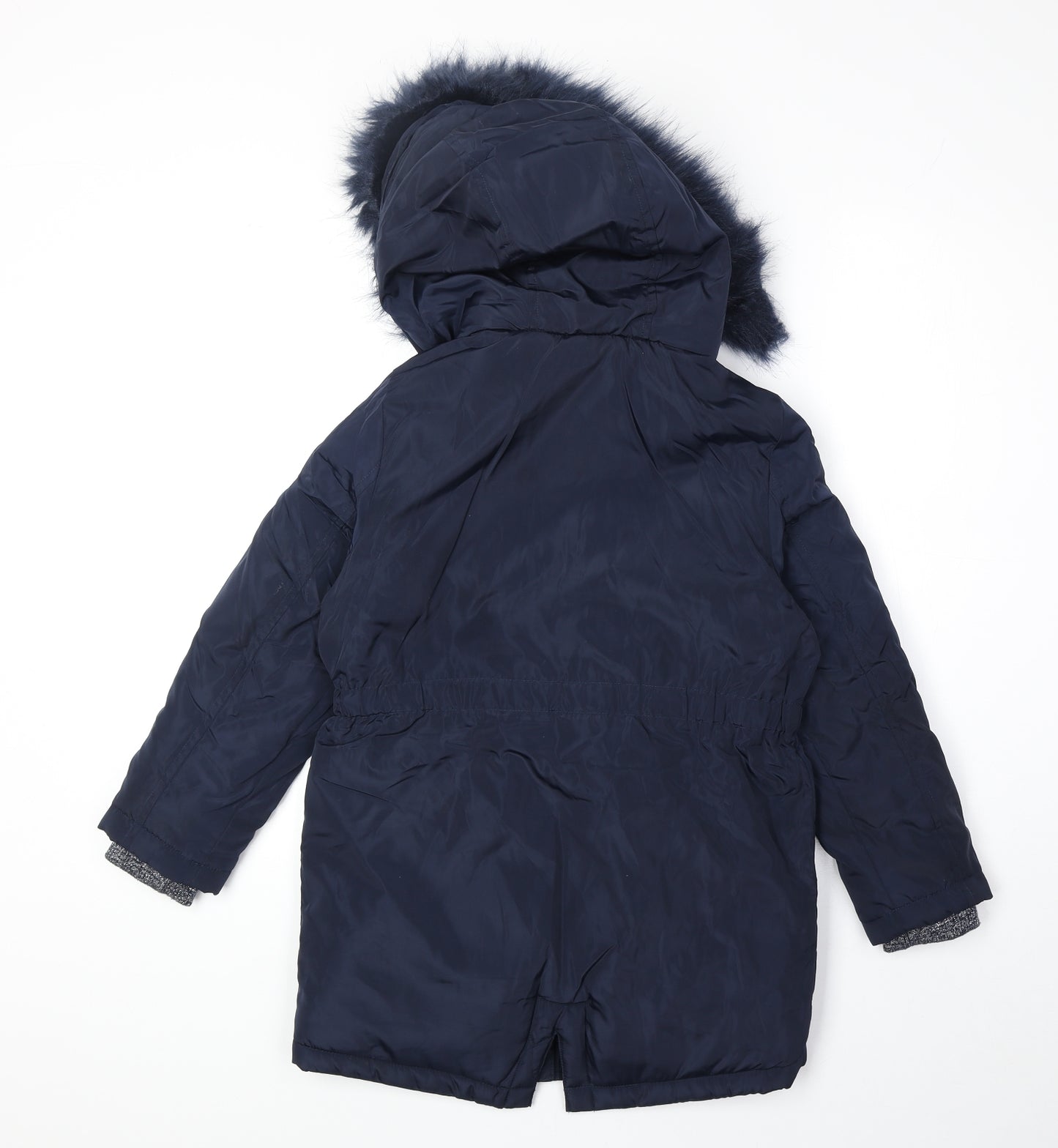 Marks and Spencer Girls Blue Parka Coat Size 7-8 Years Zip
