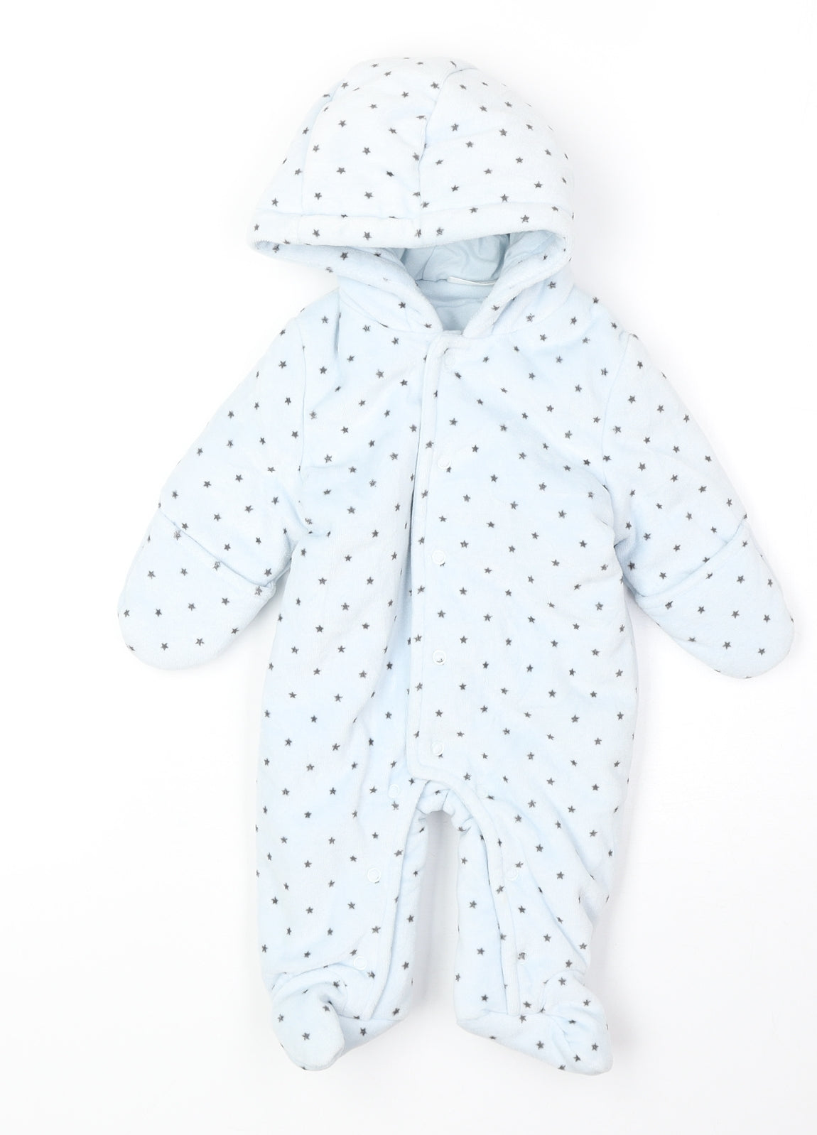 NEXT Boys Blue Floral Basic Coat Snowsuit Size Newborn Snap - Star Print