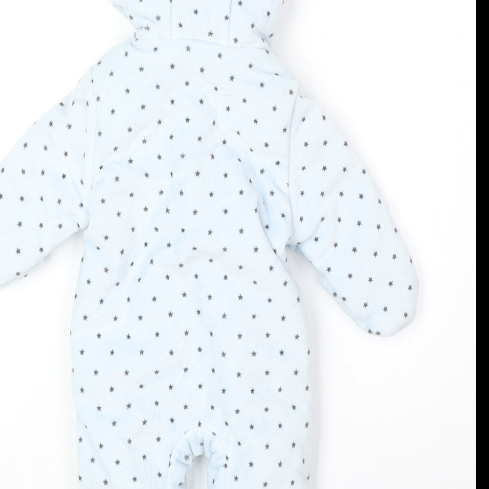 NEXT Boys Blue Floral Basic Coat Snowsuit Size Newborn Snap - Star Print