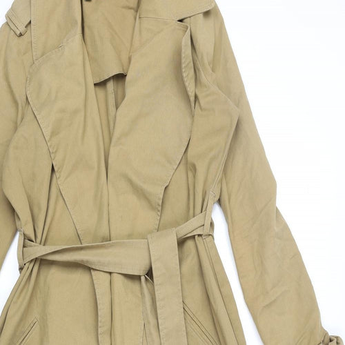 River Island Womens Beige Trench Coat Coat Size 8 Tie