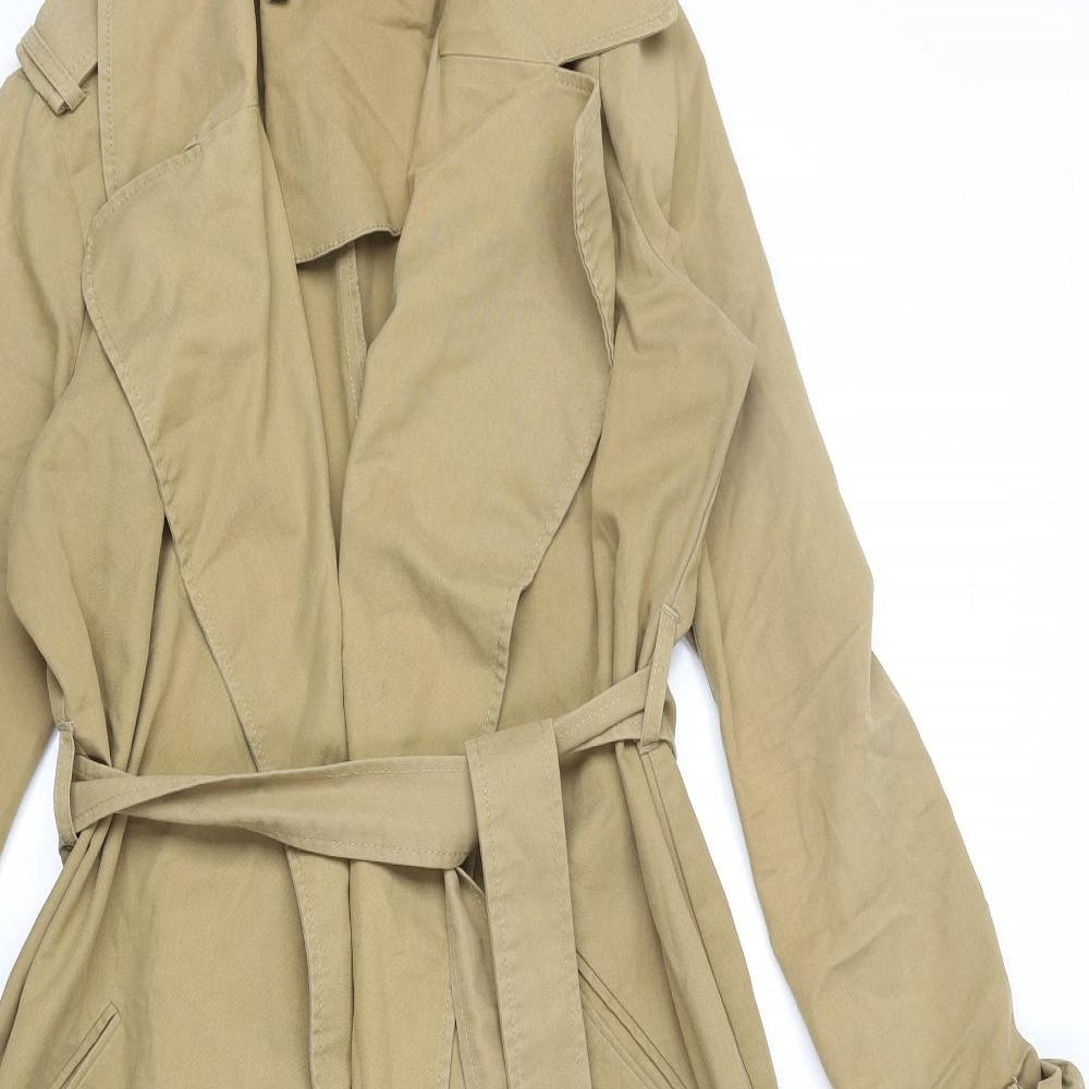 River Island Womens Beige Trench Coat Coat Size 8 Tie