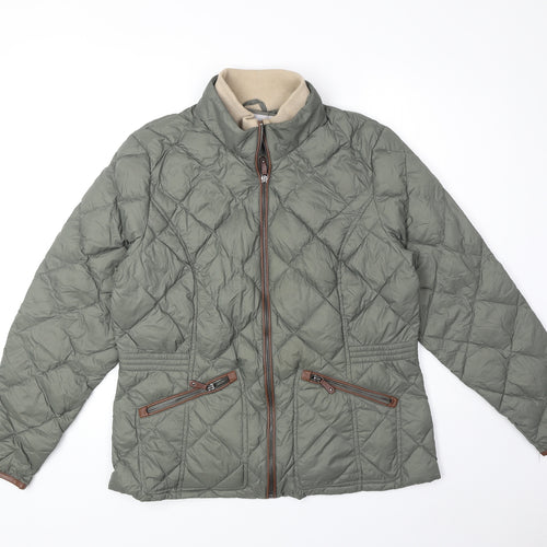 Per Una Womens Green Quilted Jacket Size 16 Zip