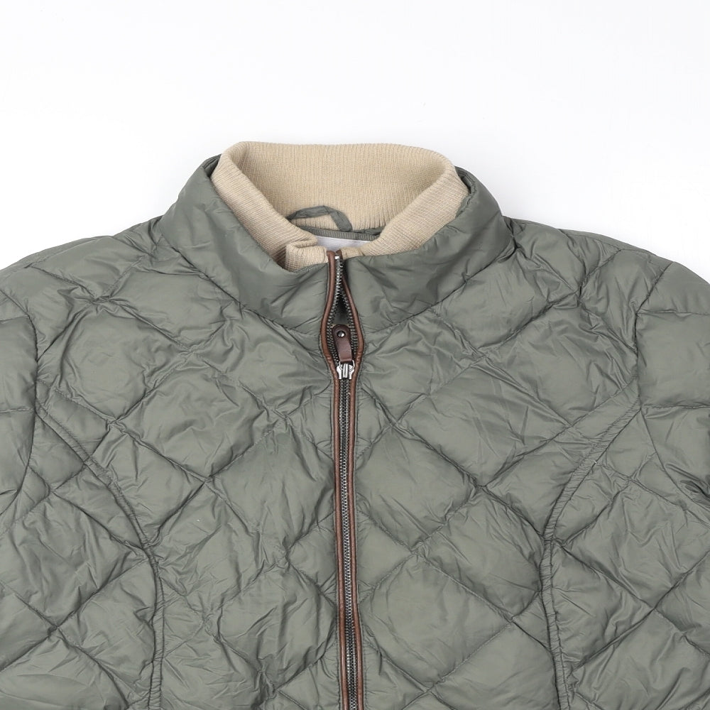 Per Una Womens Green Quilted Jacket Size 16 Zip