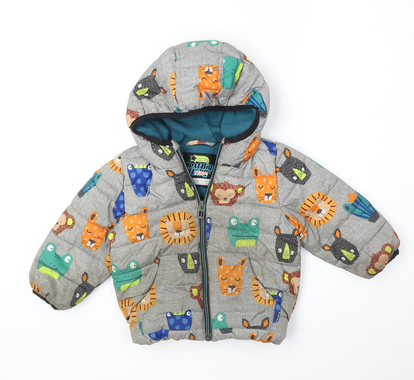 NEXT Baby Multicoloured Geometric Puffer Jacket Jacket Size 12-18 Months Zip - Cute Animals Print