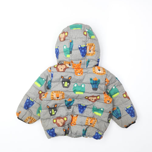 NEXT Baby Multicoloured Geometric Puffer Jacket Jacket Size 12-18 Months Zip - Cute Animals Print