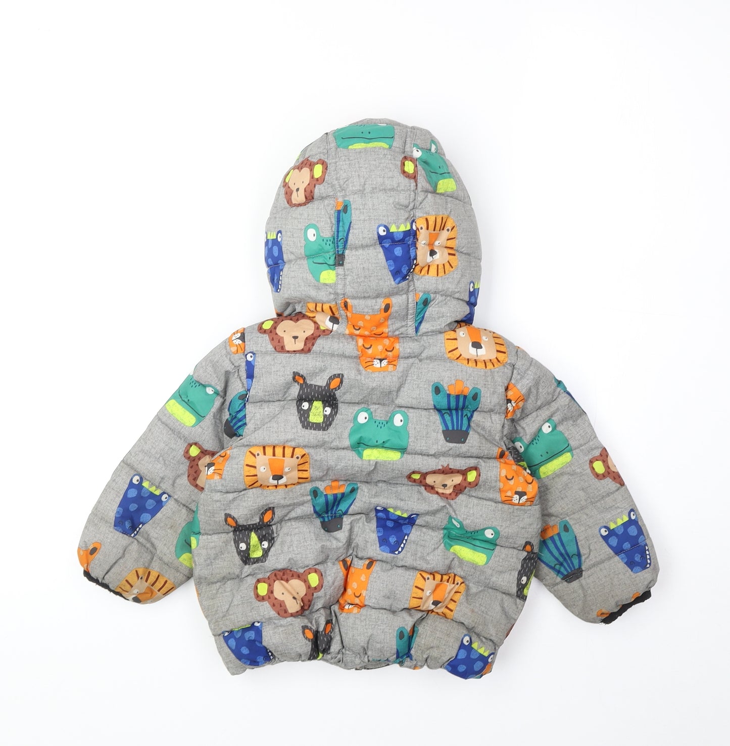 NEXT Baby Multicoloured Geometric Puffer Jacket Jacket Size 12-18 Months Zip - Cute Animals Print