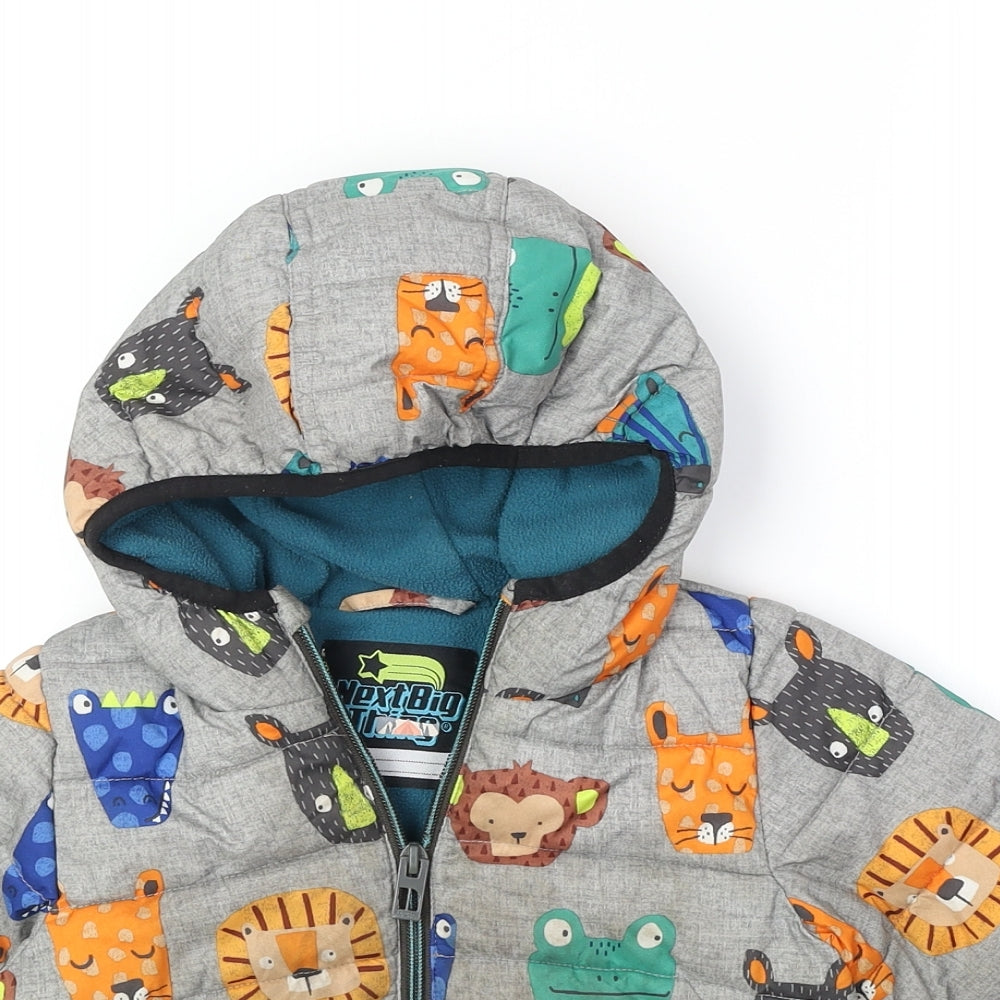 NEXT Baby Multicoloured Geometric Puffer Jacket Jacket Size 12-18 Months Zip - Cute Animals Print