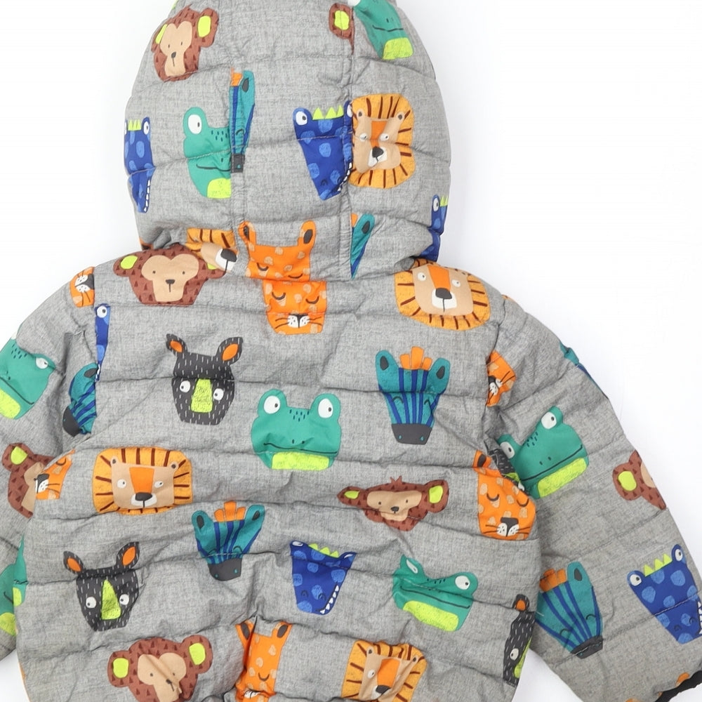 NEXT Baby Multicoloured Geometric Puffer Jacket Jacket Size 12-18 Months Zip - Cute Animals Print
