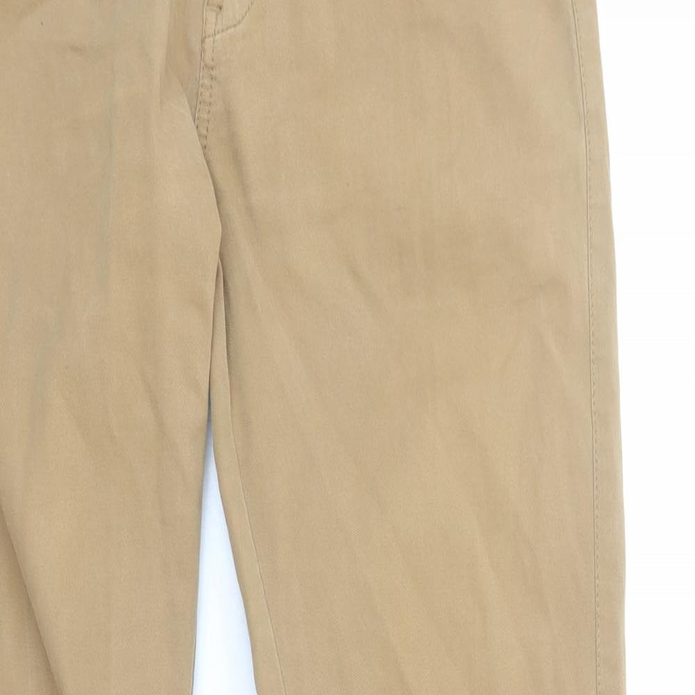Zara Mens Brown Cotton Chino Trousers Size M Regular Zip
