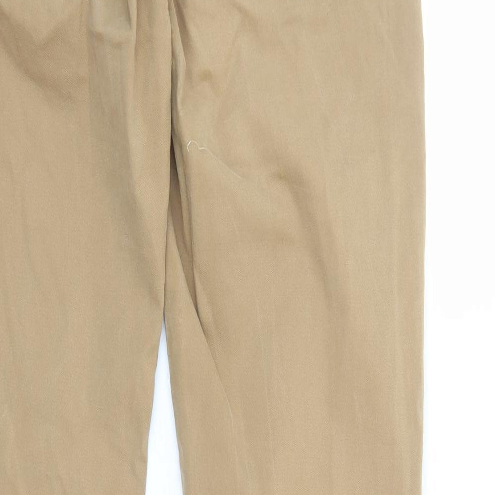 Zara Mens Brown Cotton Chino Trousers Size M Regular Zip