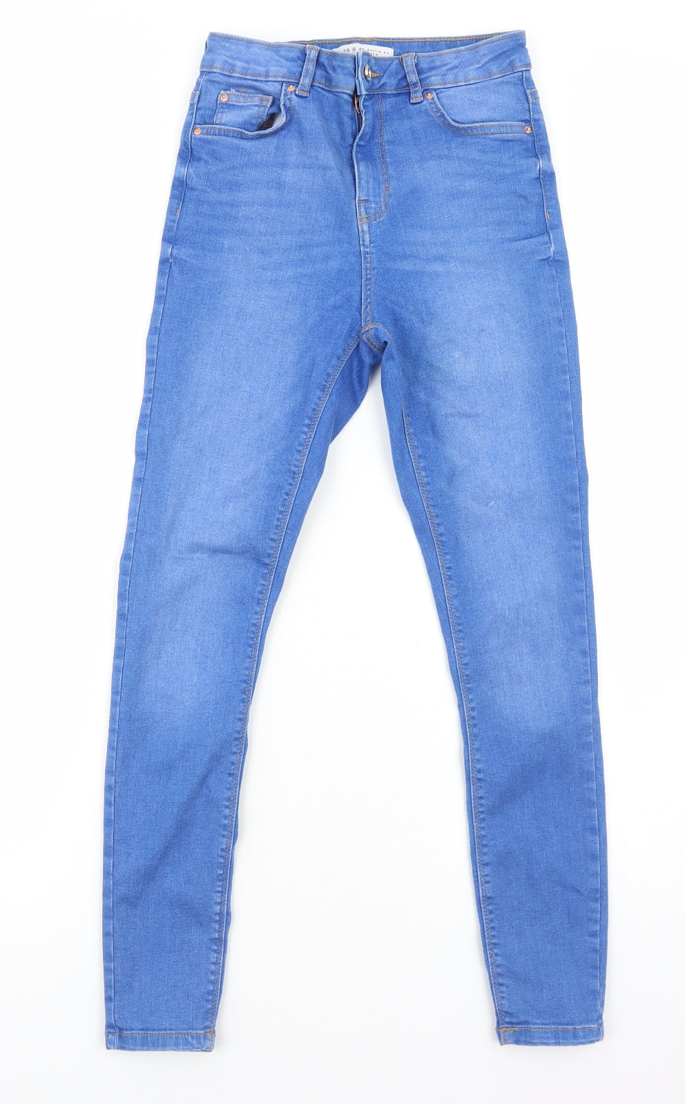 Primark Womens Blue Cotton Skinny Jeans Size 10 Regular Zip