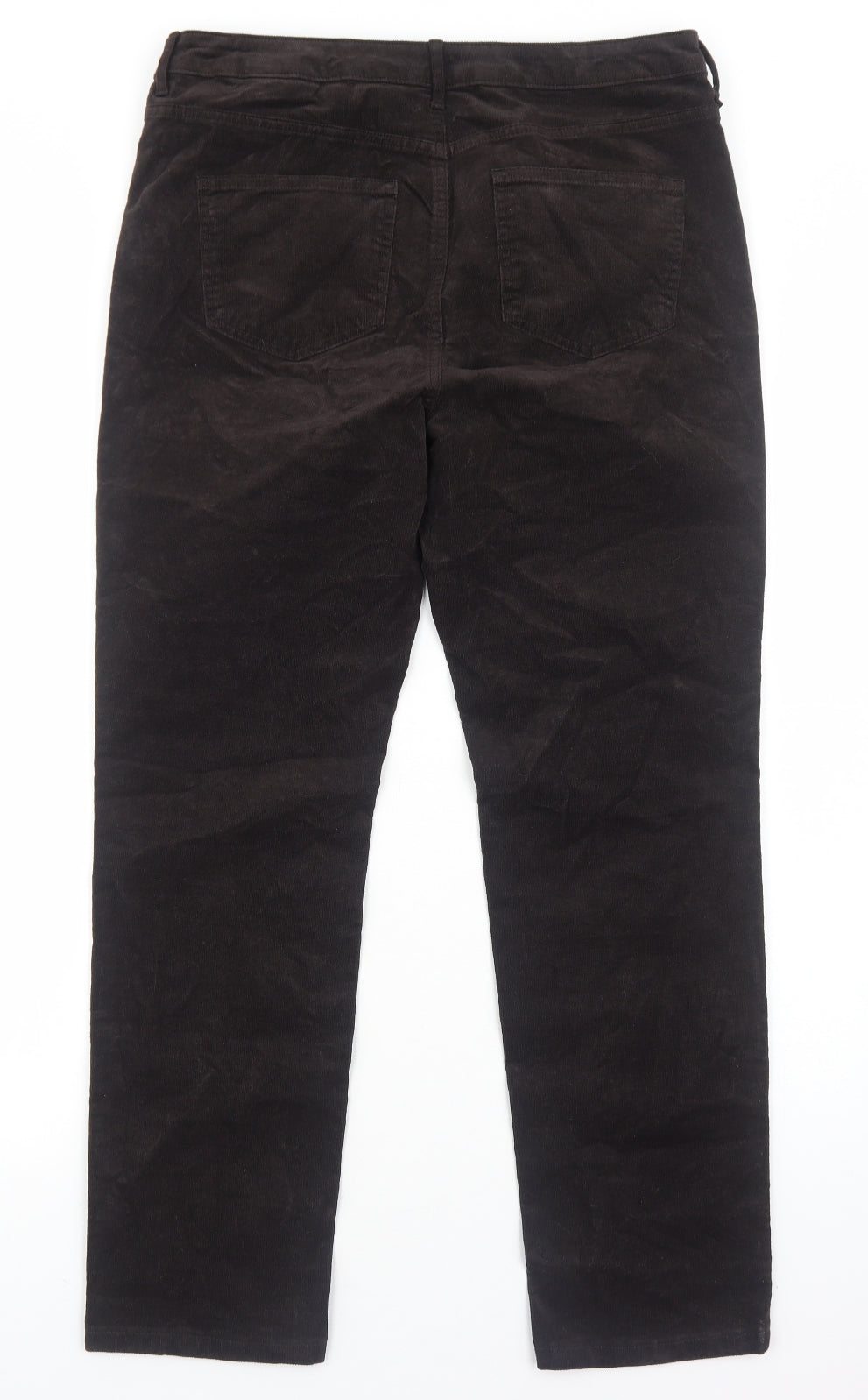 Marks and Spencer Womens Brown Cotton Trousers Size 14 Regular Zip