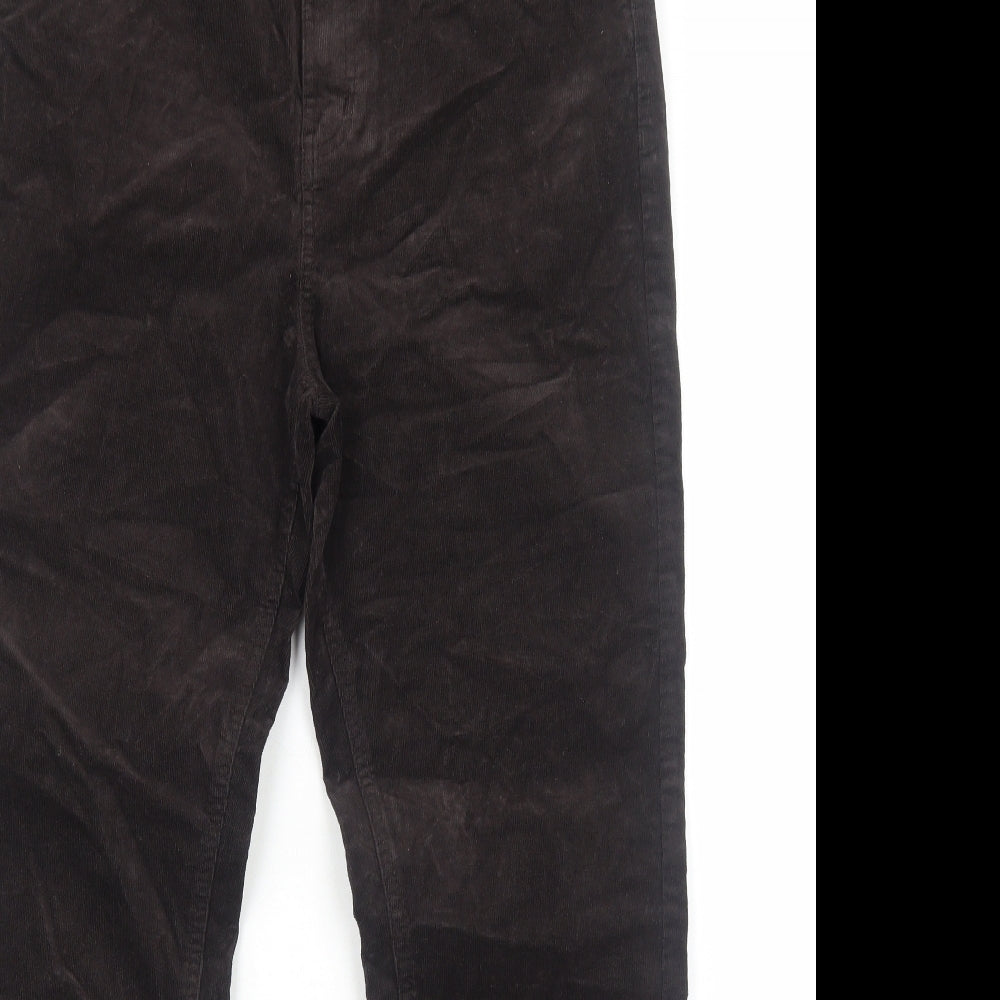 Marks and Spencer Womens Brown Cotton Trousers Size 14 Regular Zip