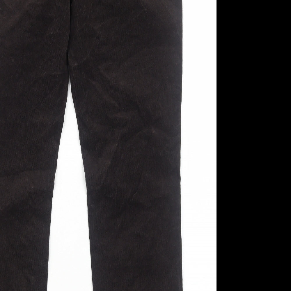 Marks and Spencer Womens Brown Cotton Trousers Size 14 Regular Zip
