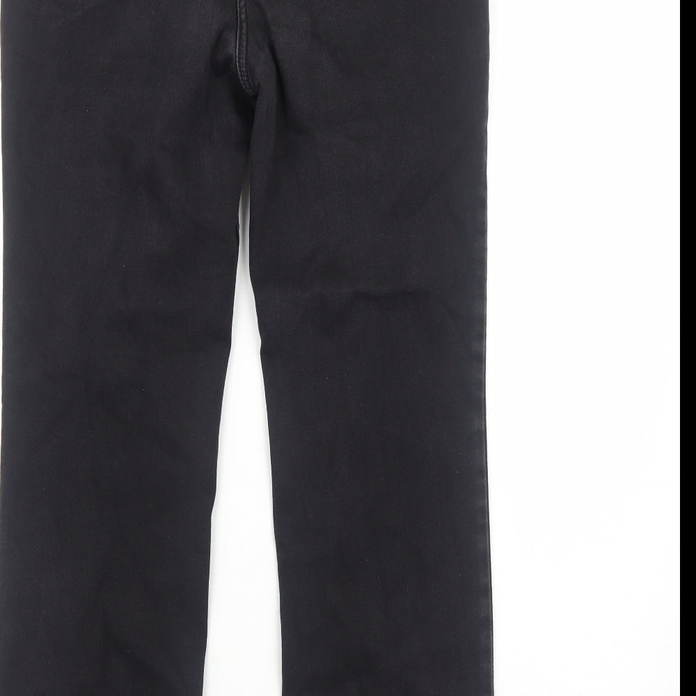 Marks and Spencer Womens Black Cotton Straight Jeans Size 12 Regular Zip