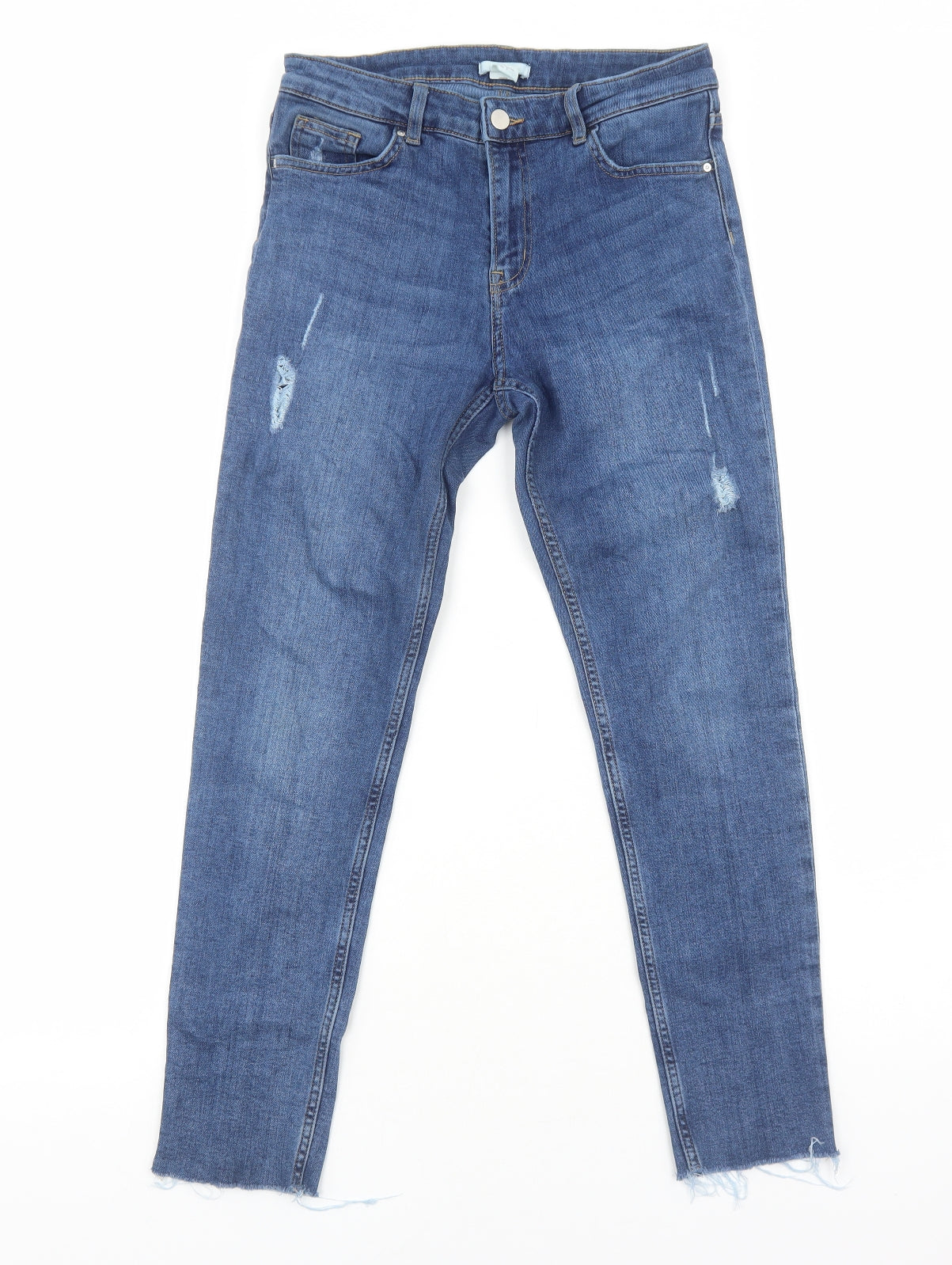 H&M Womens Blue Cotton Skinny Jeans Size 10 Regular Zip