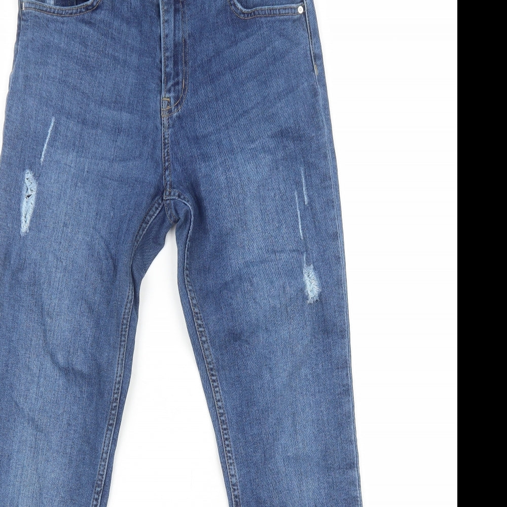 H&M Womens Blue Cotton Skinny Jeans Size 10 Regular Zip