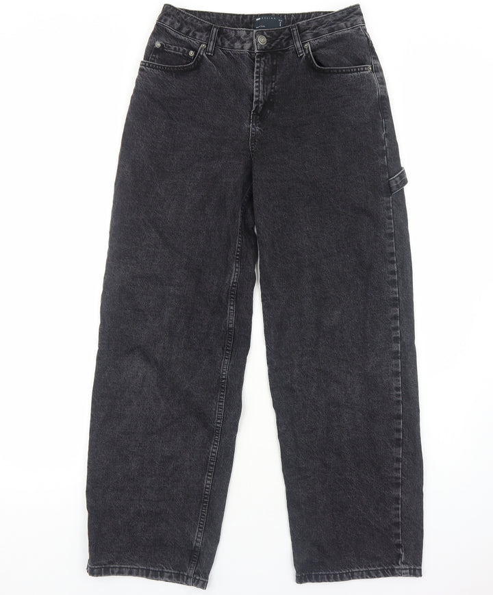 ASOS Womens Black Cotton Straight Jeans Size 6 L28 in Regular Zip
