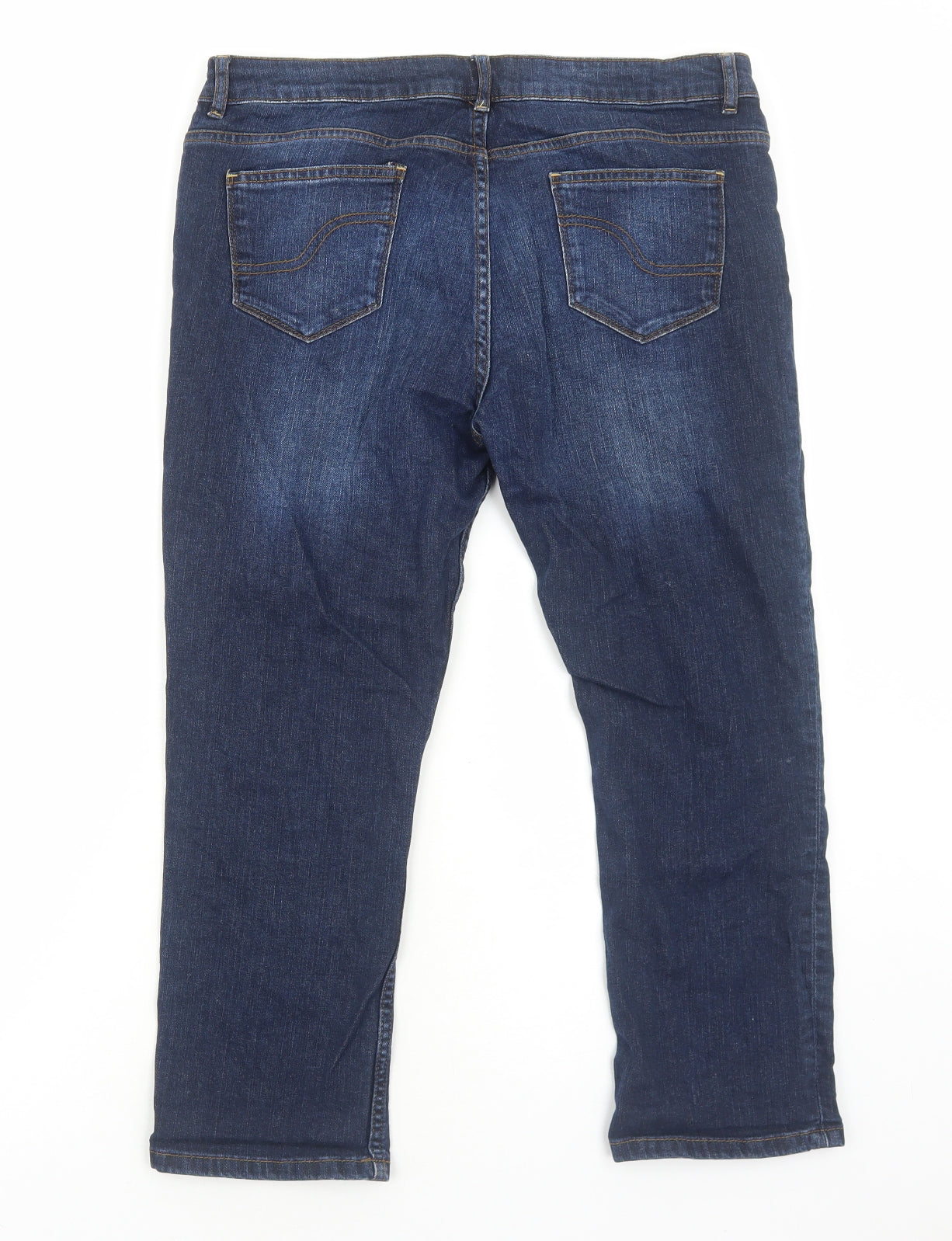 Fat Face Womens Blue Cotton Straight Jeans Size 12 Regular Zip
