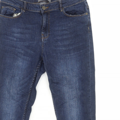 Fat Face Womens Blue Cotton Straight Jeans Size 12 Regular Zip