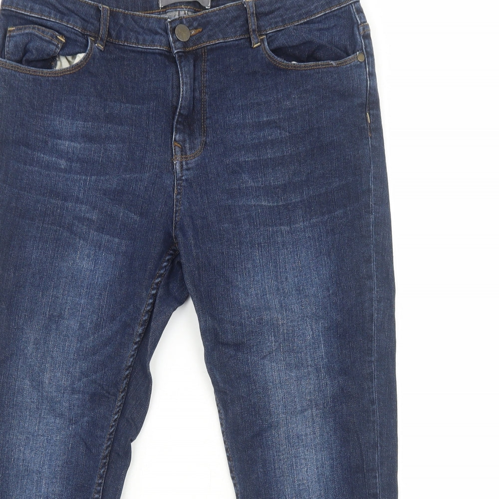 Fat Face Womens Blue Cotton Straight Jeans Size 12 Regular Zip