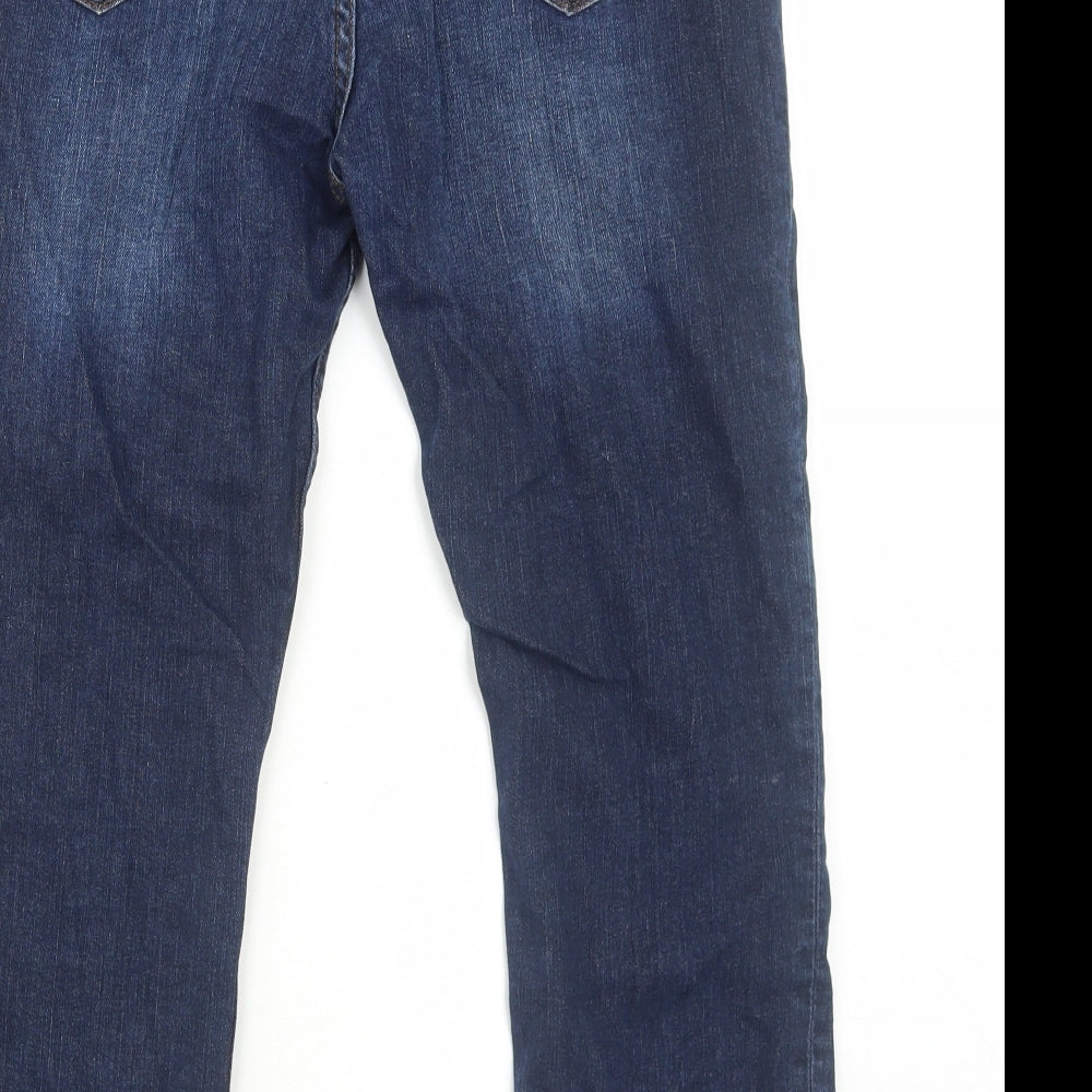 Fat Face Womens Blue Cotton Straight Jeans Size 12 Regular Zip