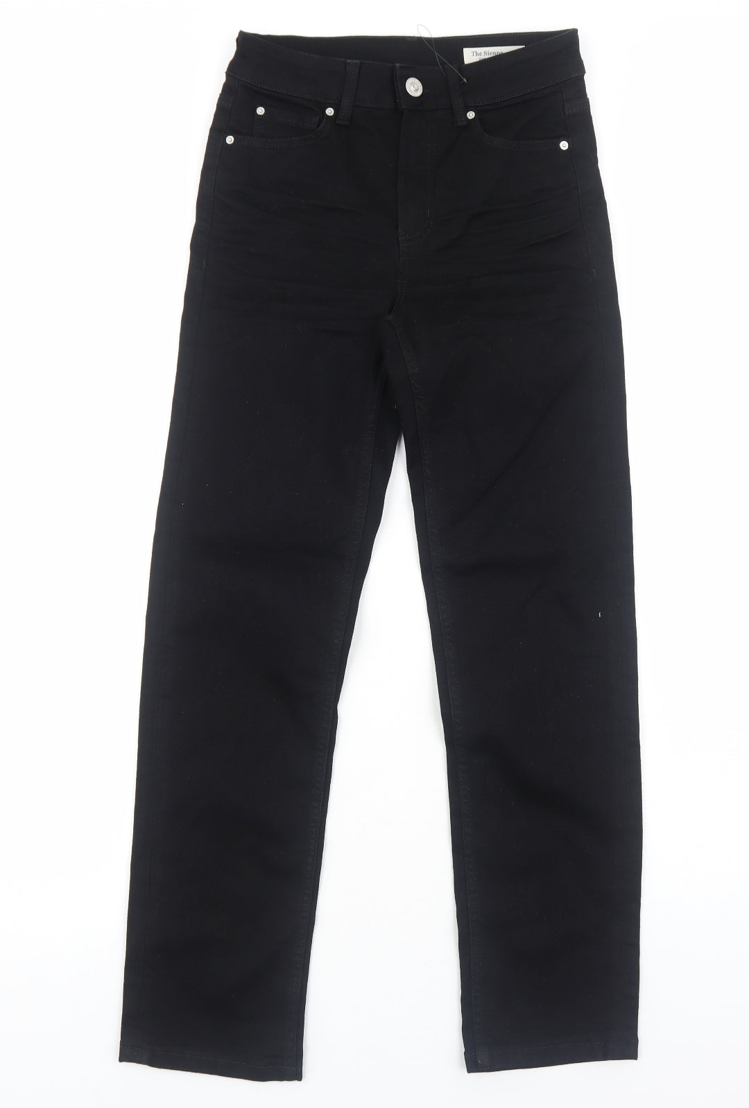 Marks and Spencer Womens Black Cotton Straight Jeans Size 8 Regular Zip