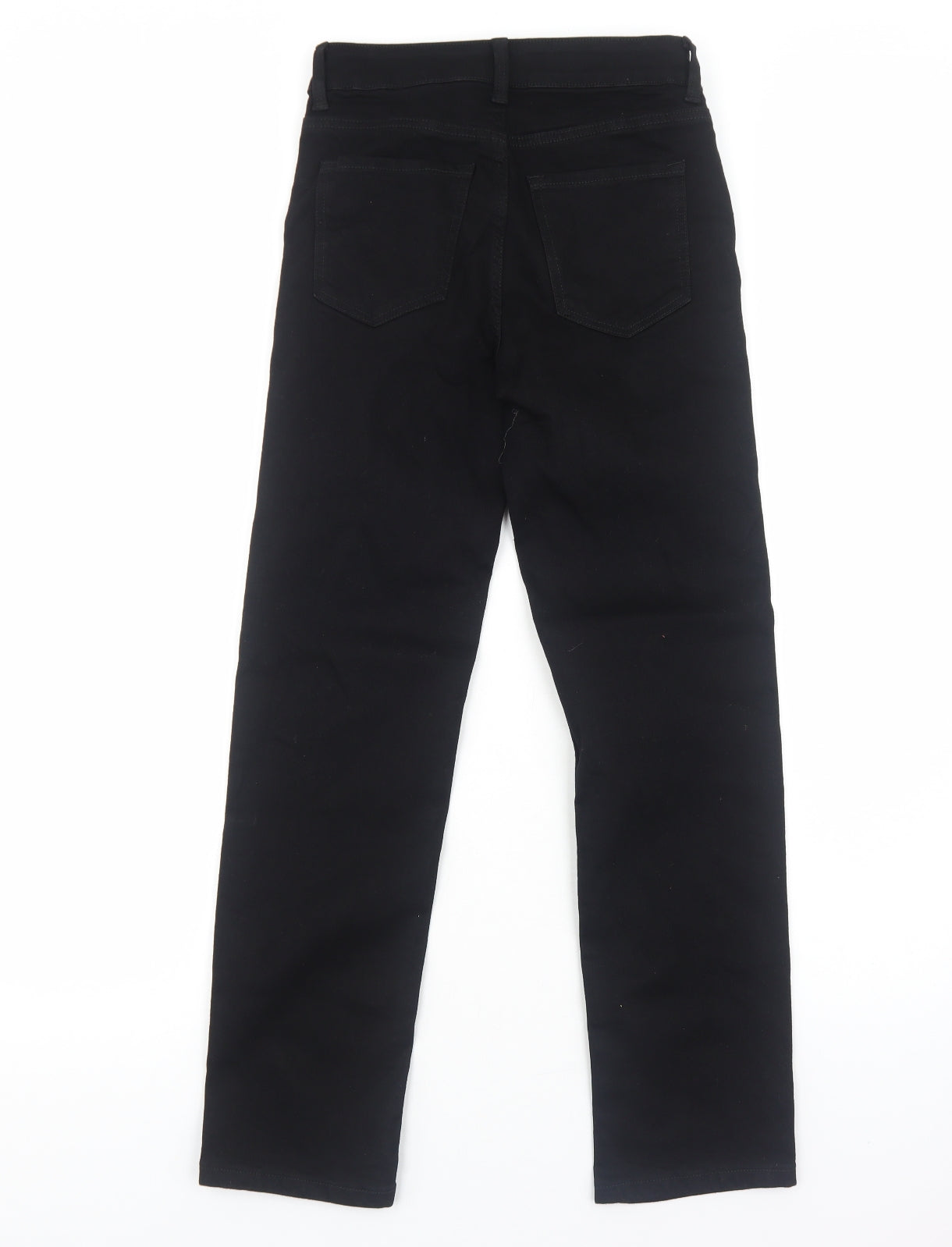 Marks and Spencer Womens Black Cotton Straight Jeans Size 8 Regular Zip