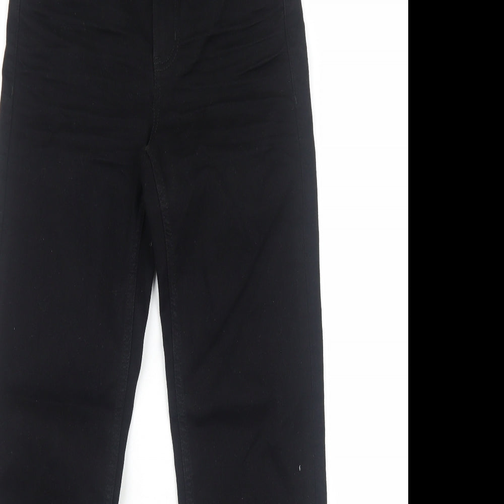 Marks and Spencer Womens Black Cotton Straight Jeans Size 8 Regular Zip