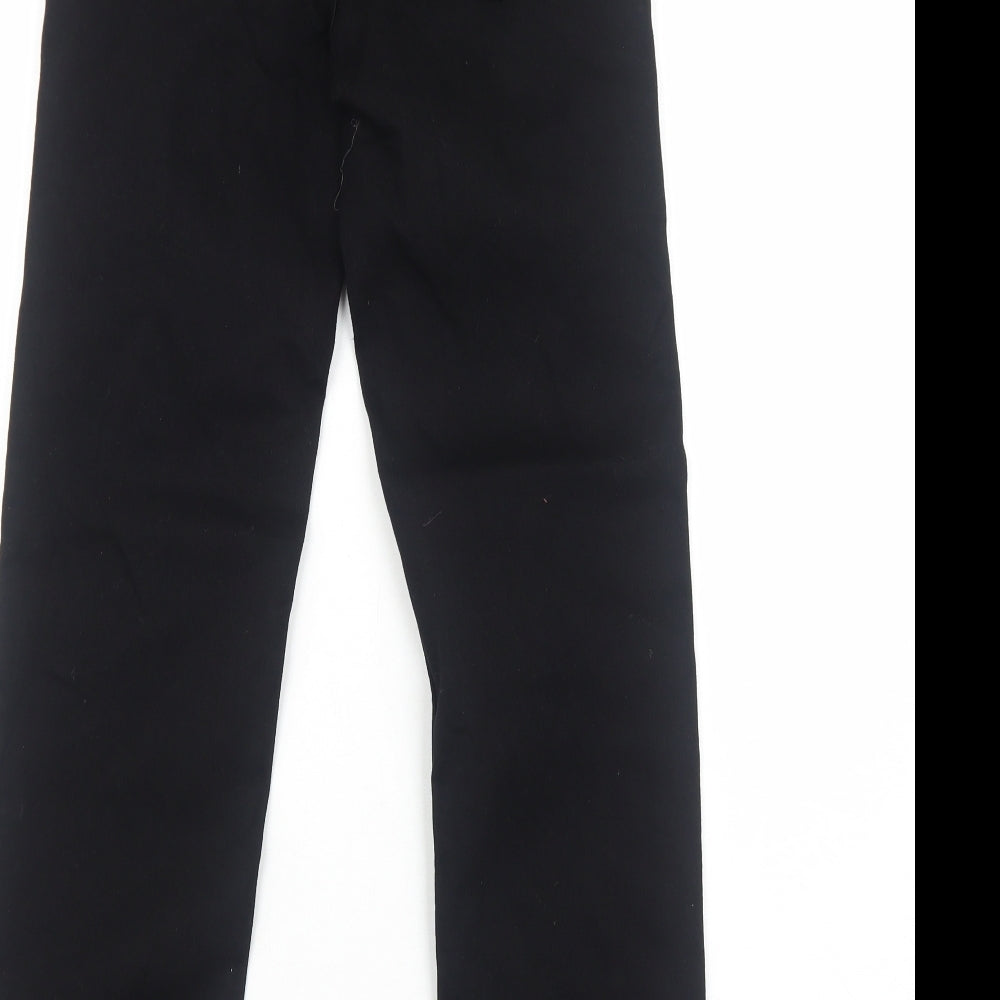 Marks and Spencer Womens Black Cotton Straight Jeans Size 8 Regular Zip
