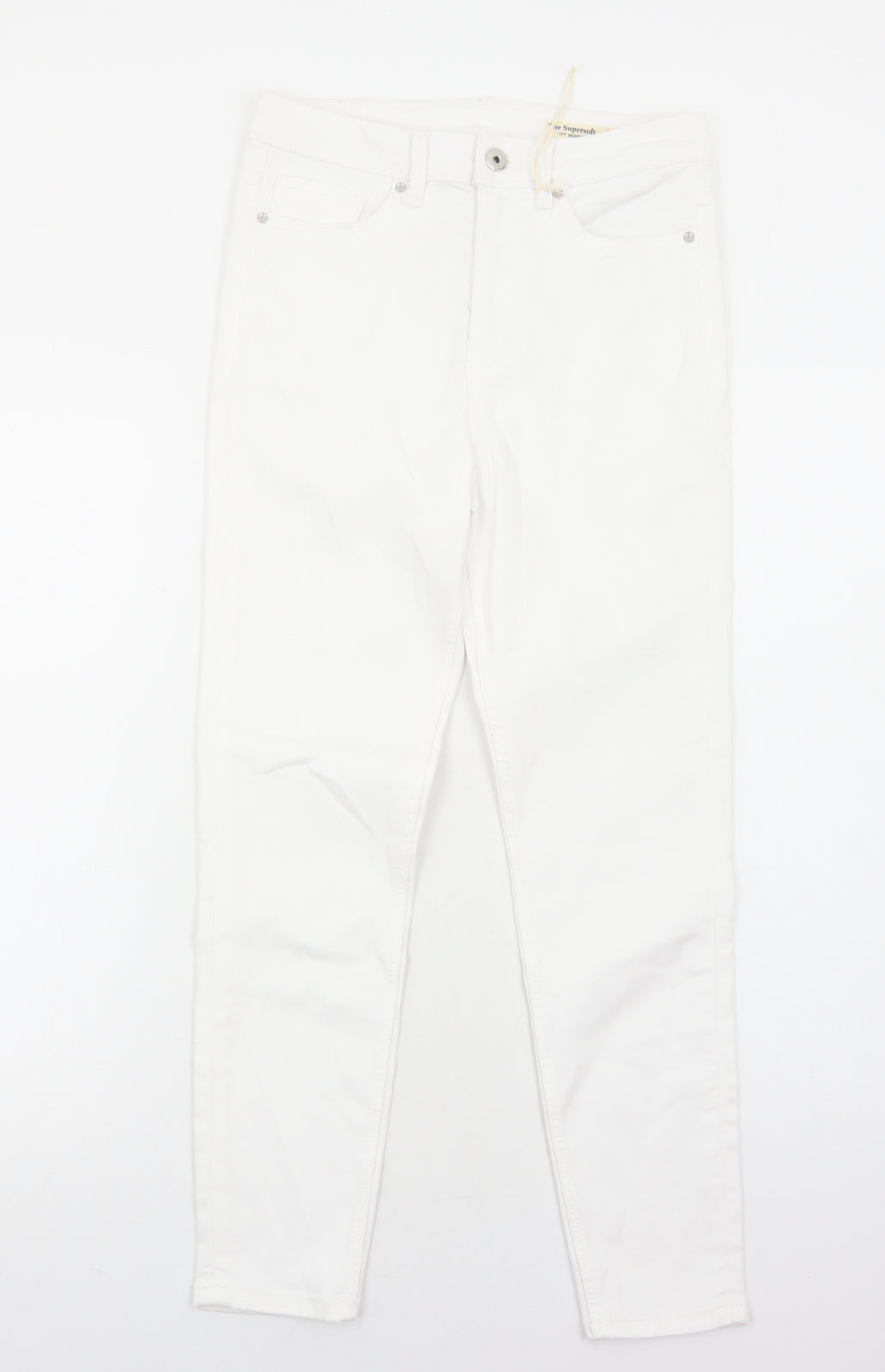 Marks and Spencer Womens White Cotton Skinny Jeans Size 10 Regular Zip