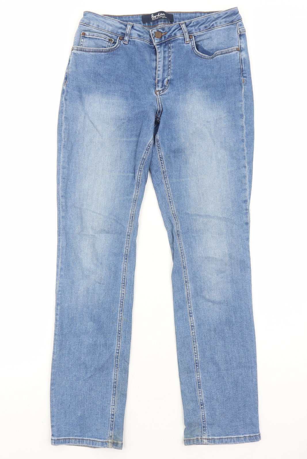 Boden Womens Blue Cotton Straight Jeans Size 12 Regular Zip