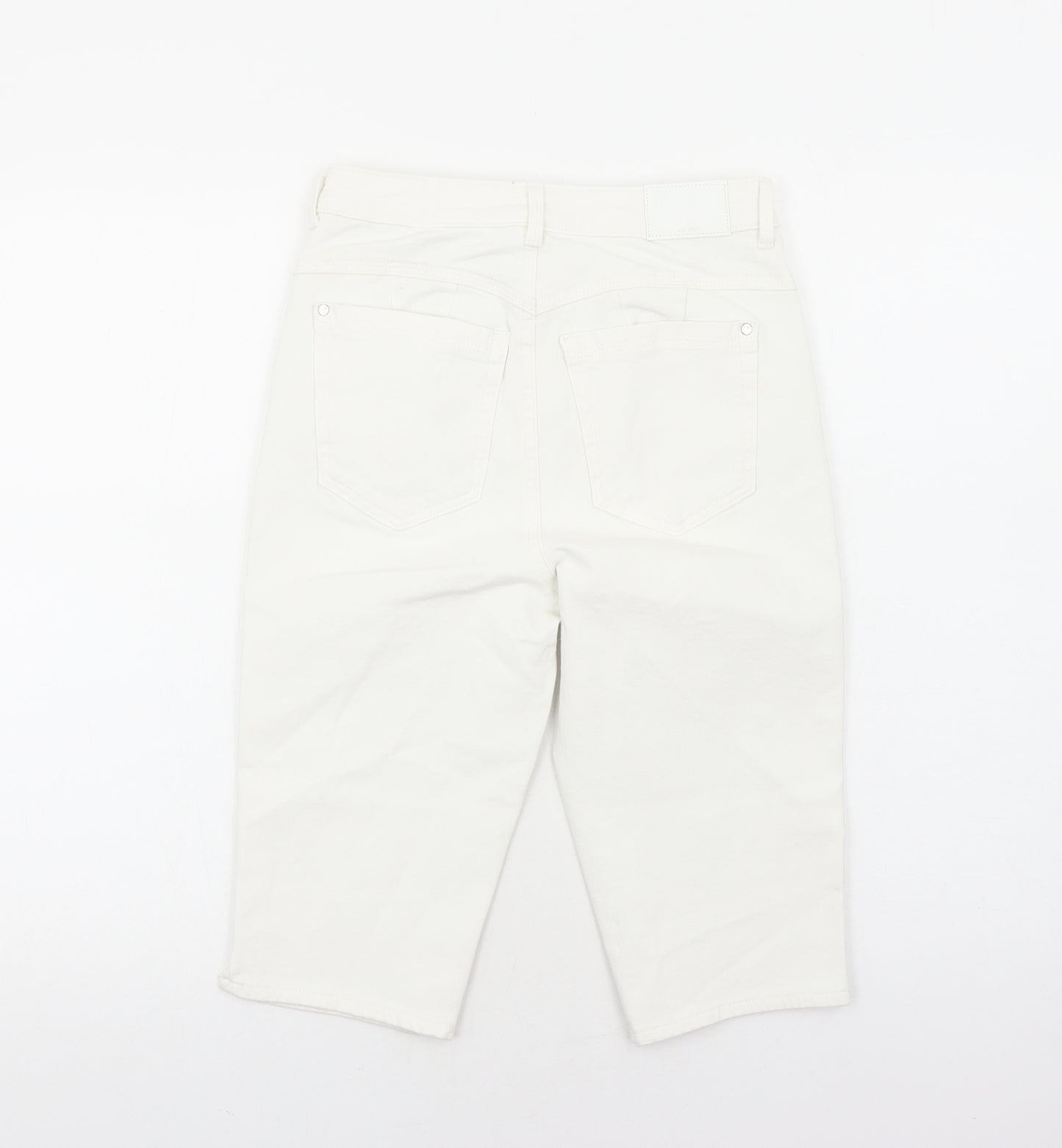 Marks and Spencer Womens White Cotton Bermuda Shorts Size 10 Regular Zip
