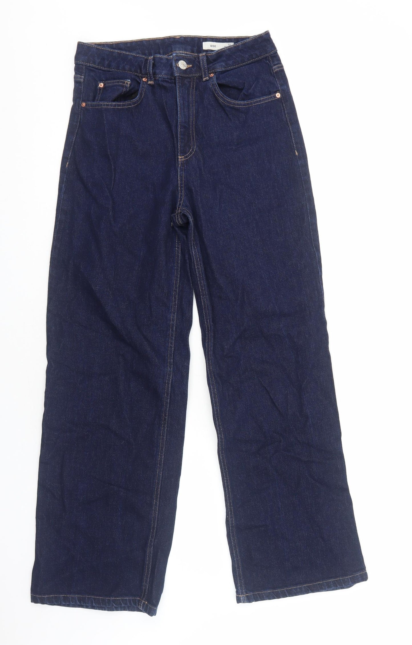 Marks and Spencer Womens Blue Cotton Bootcut Jeans Size 12 Regular Zip