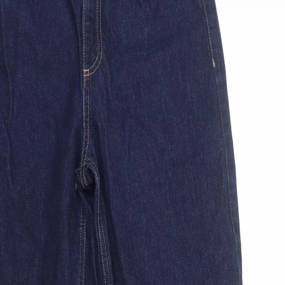 Marks and Spencer Womens Blue Cotton Bootcut Jeans Size 12 Regular Zip